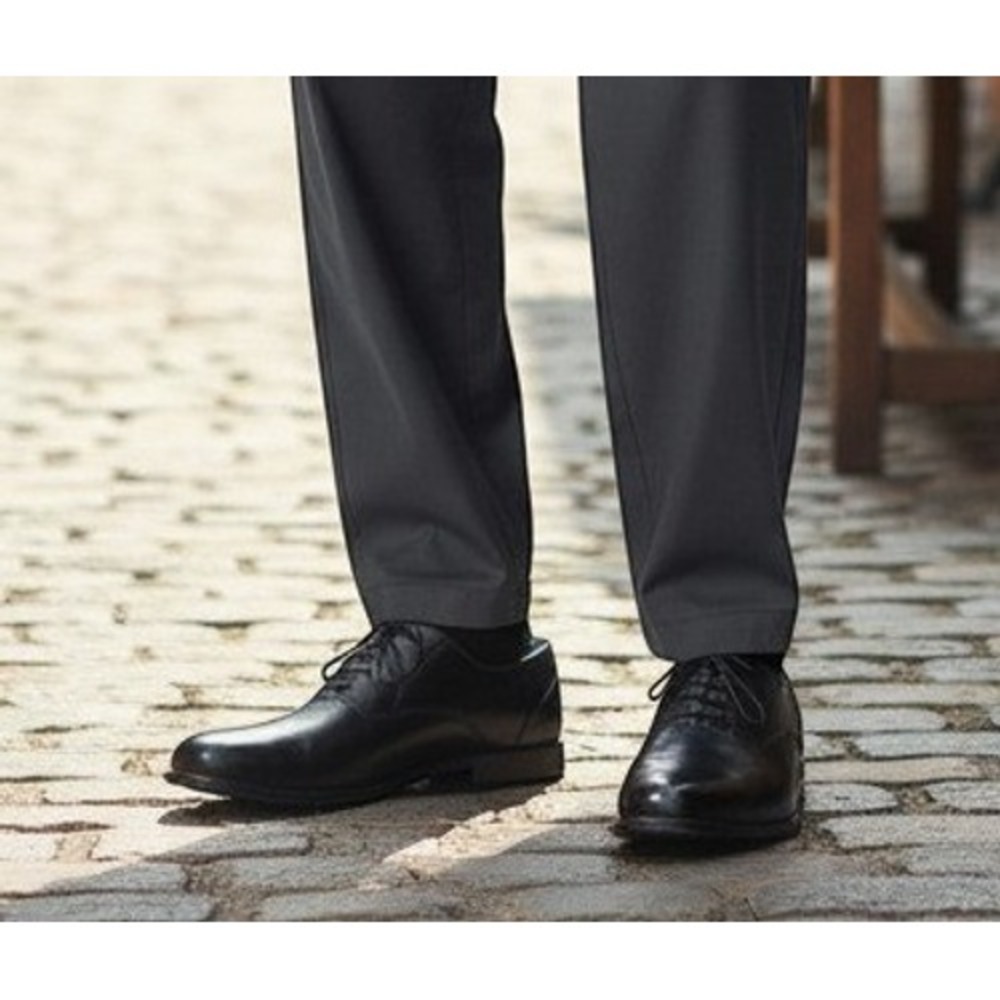Oakton 74071 Mens Oxford Dress Shoes Size 7 D Formal Wedding Black Leather